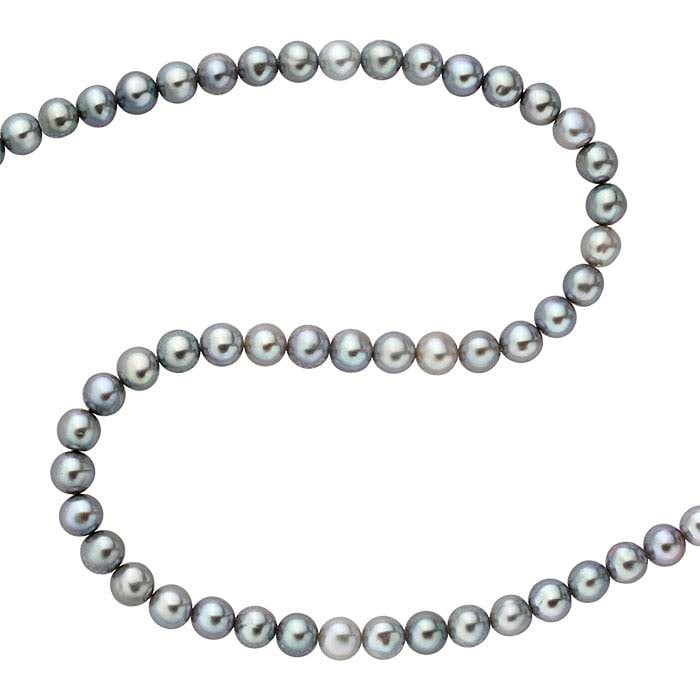 Freshwater Cultured 6– Round Pearl Strand, Gray, A-Grade