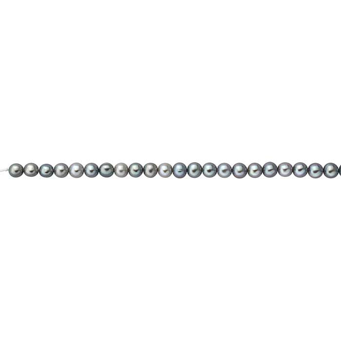 Freshwater Cultured 6– Round Pearl Strand, Gray, A-Grade