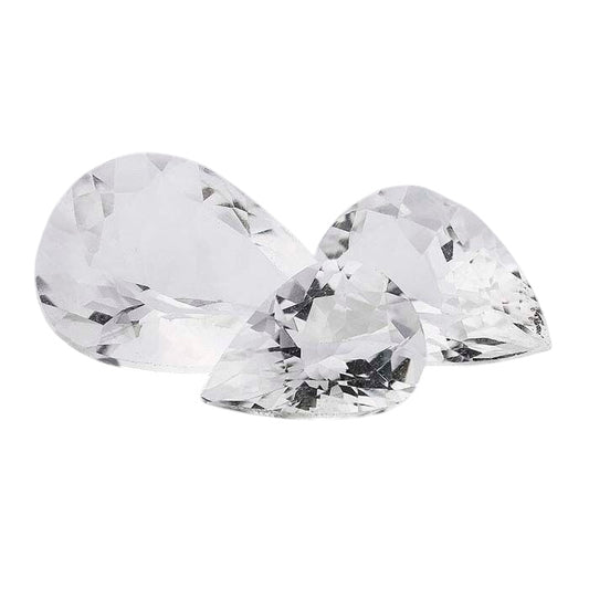 American Mined™ Arkansas Ice Quartz™ Pear Faceted Gemstones, AAA-Grade