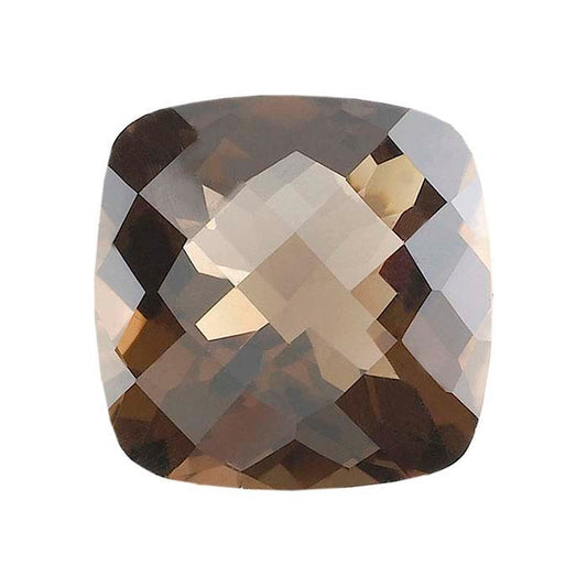 Smoky Quartz Cushion Checkerboard Faceted Gemstones, AA-Grade