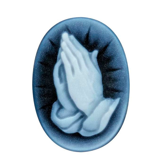 Black Agate 18 x 13mm Oval Prayer Cameo
