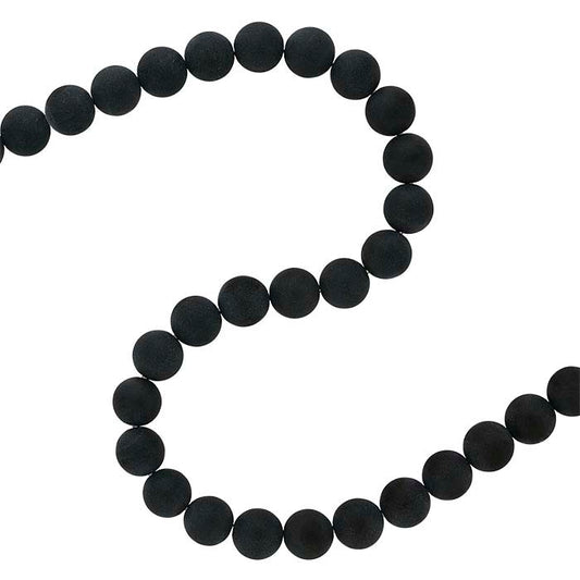 خرزة مستديرة من العقيق الأسود غير اللامع 10 مم