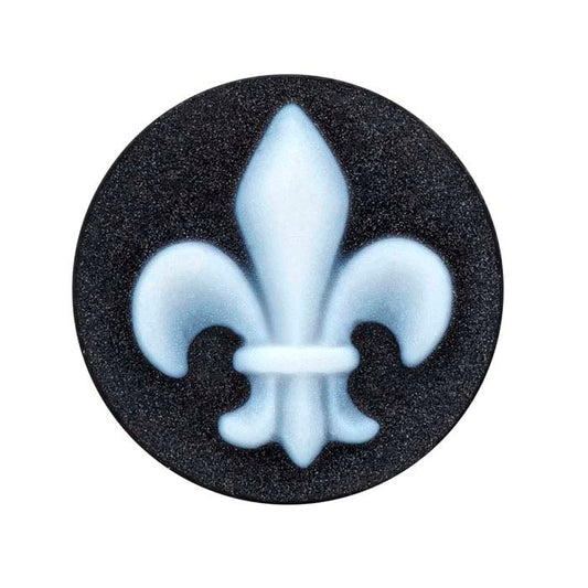 Schwarzer Achat 16mm Runde Fleur-de-Lis Kamee