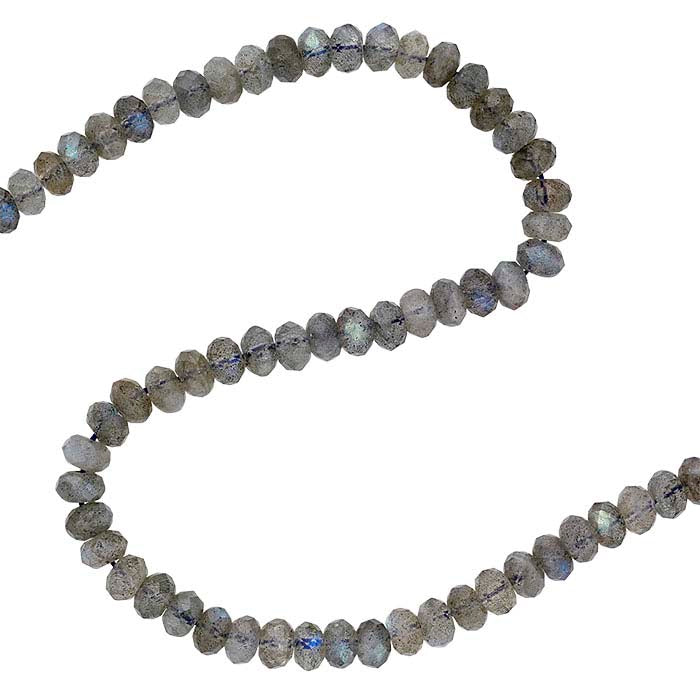 Labradoriet 6 x 4mm Facetgeslepen Rondel Kraalstreng