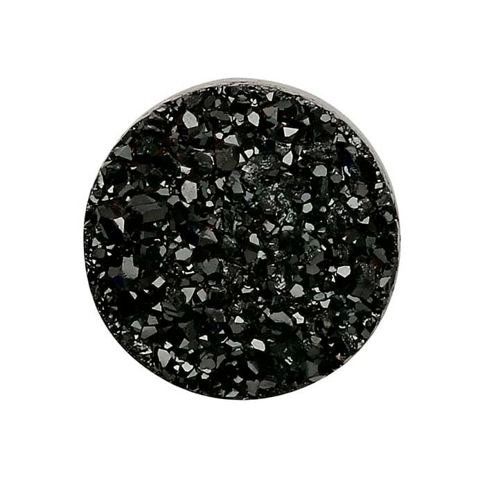Black Druzy Quartz Round Cabochons, A-Grade
