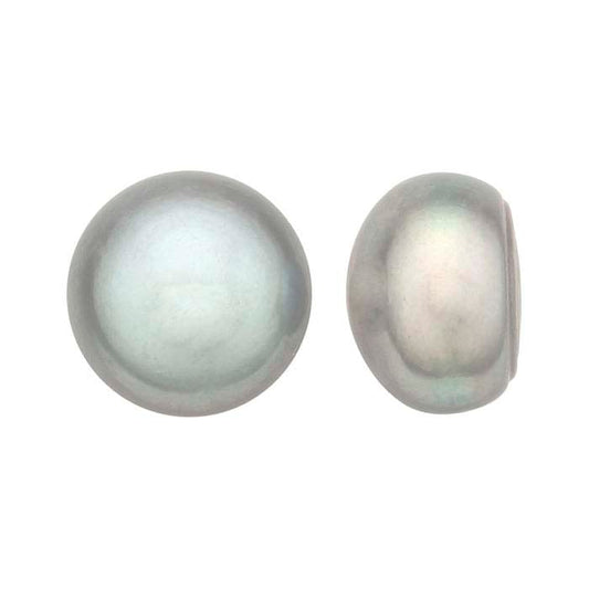 Süßwasser-Zuchtperle, halbgebohrt, 10–10,5 mm, grau, A-Qualität