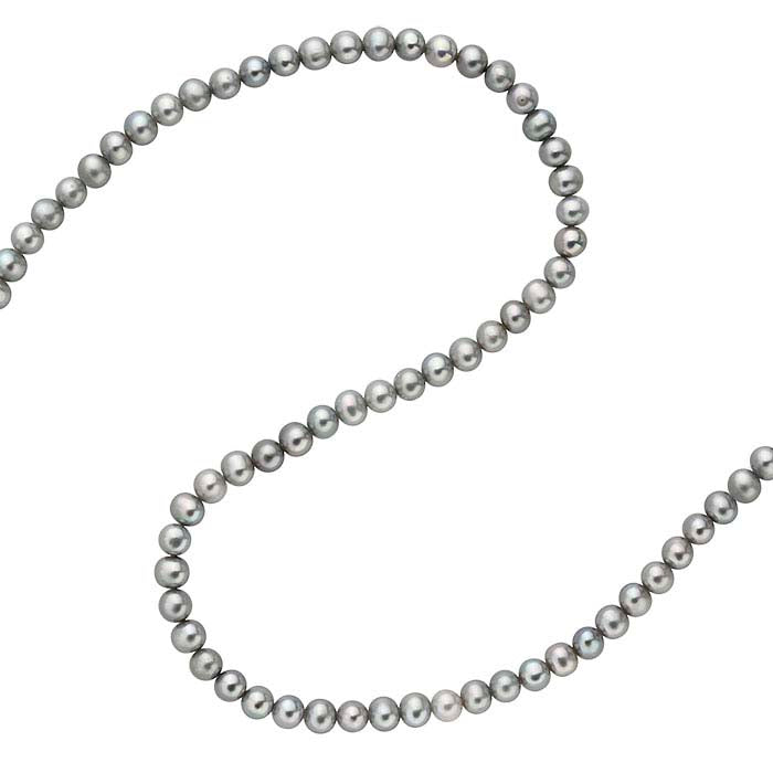 Freshwater Cultured 5– Round Pearl Strand, Gray, A-Grade