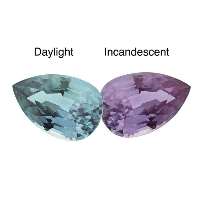 Lab-Grown Alexandrite Pear Faceted Gemstone