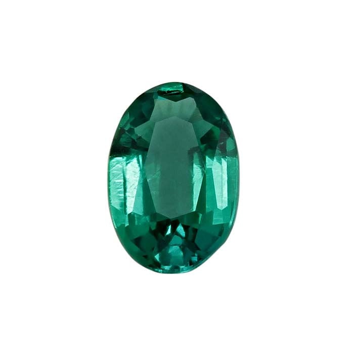 Lab-Grown Emerald Oval Faceted Gemstone