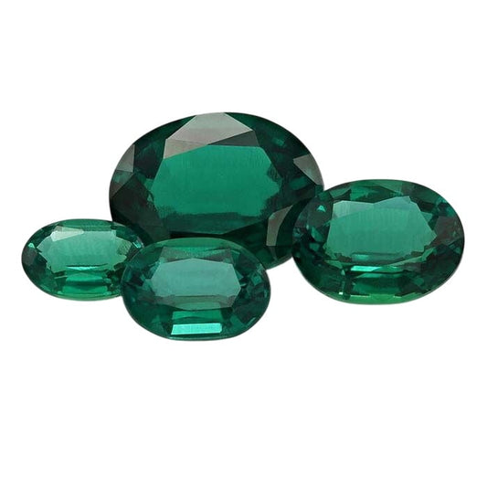 Lab-Grown Emerald Oval Faceted Gemstone
