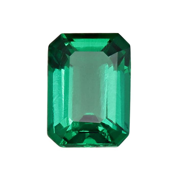 Lab-Grown Emerald Emerald-Cut Faceted Gemstone