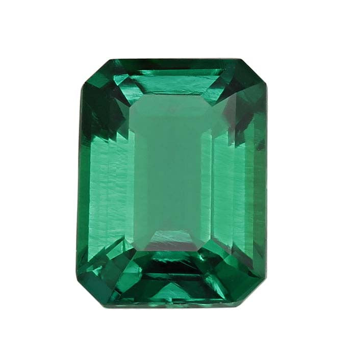 Lab-Grown Emerald Emerald-Cut Faceted Gemstone