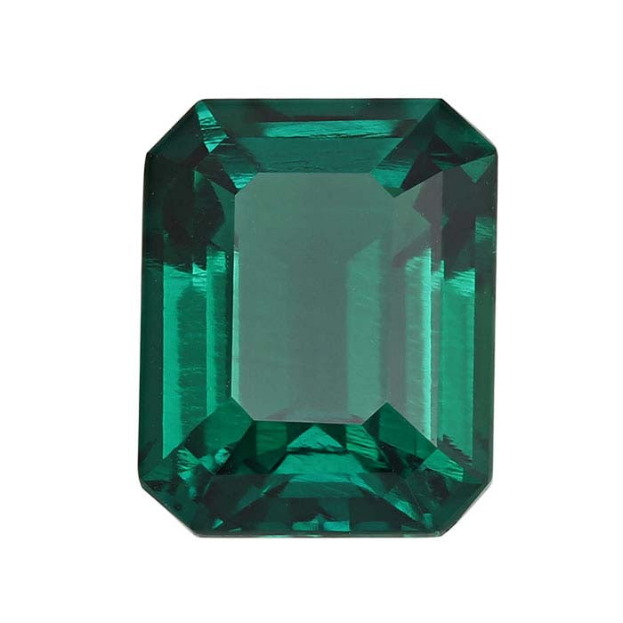 Lab-Grown Emerald Emerald-Cut Faceted Gemstone