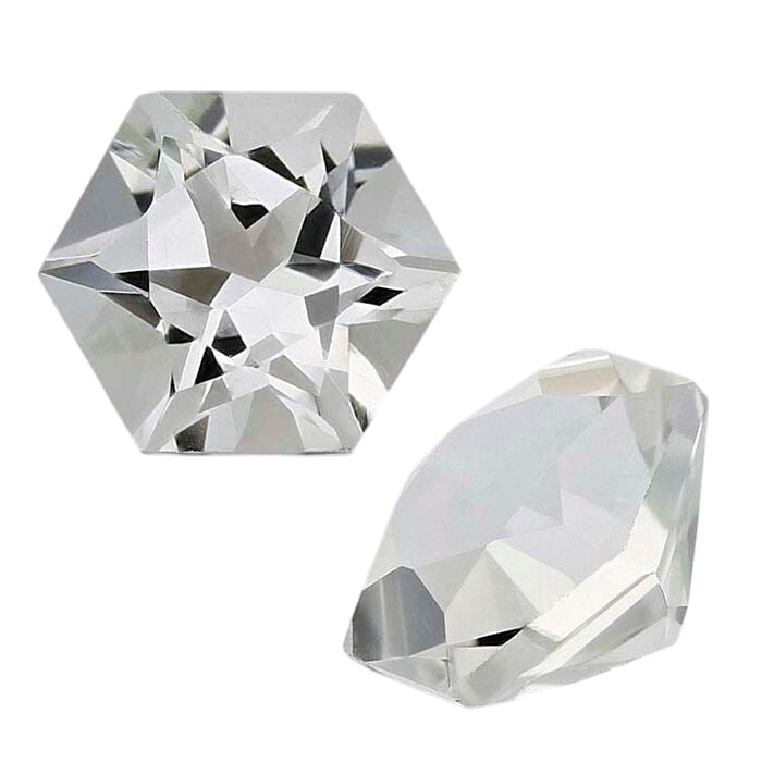 American Mined™ Arkansas Ice Quartz™ Hexagon Faceted Gemstones, AAA-Grade
