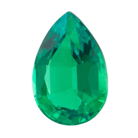 Lab-Grown Emerald 9 x Pear Faceted Gemstone
