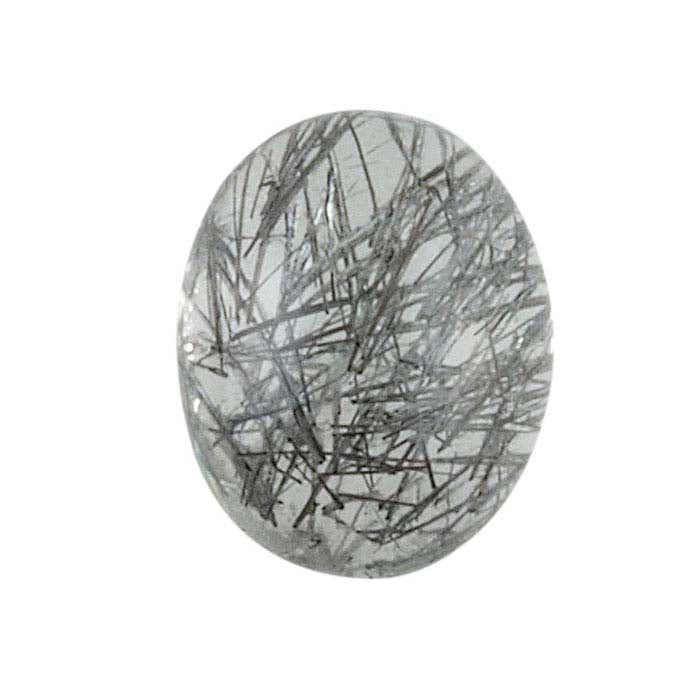 Black Tourmalinated Quartz Oval Cabochon