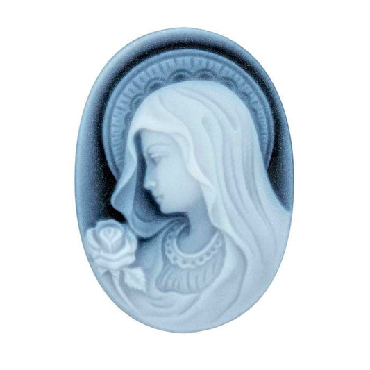Black Agate 25 x 18mm Oval Madonna with Rose Cameo