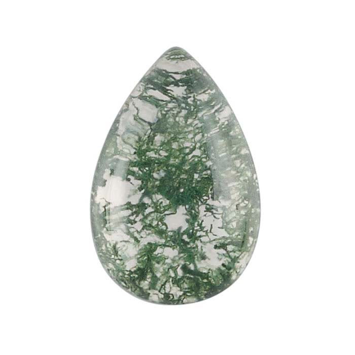Crystal Quartz & Moss Agate Pear Doublet Cabochon