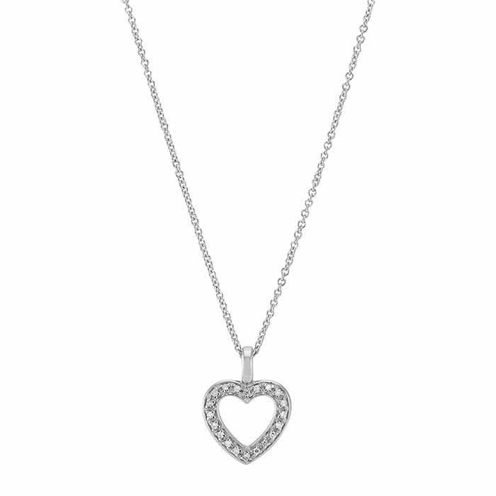 Sterling Silver Diamond-Set Heart Necklace