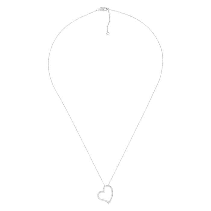 10K White Gold Diamond-Set Heart Necklace