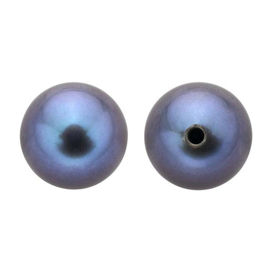 Akoya Cultured Half-Drilled 6mm Round Pearl, Black, A-Grade