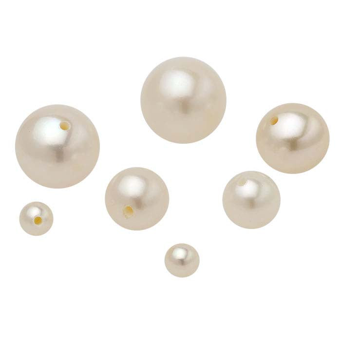 Freshwater Cultured Half-Drilled Round Pearls, White, A-Grade
