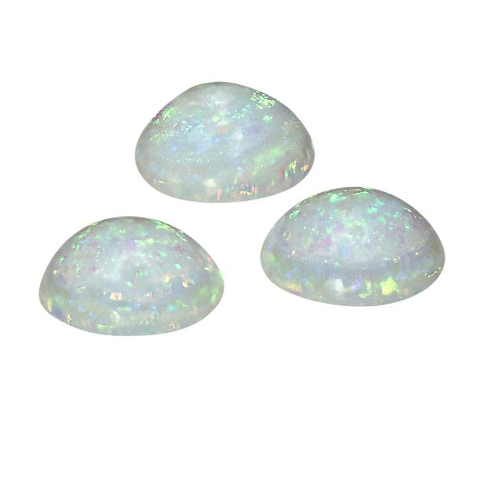 Sterling-Created Nova-Style Lab-Grown Opal 5mm Round Cabochon