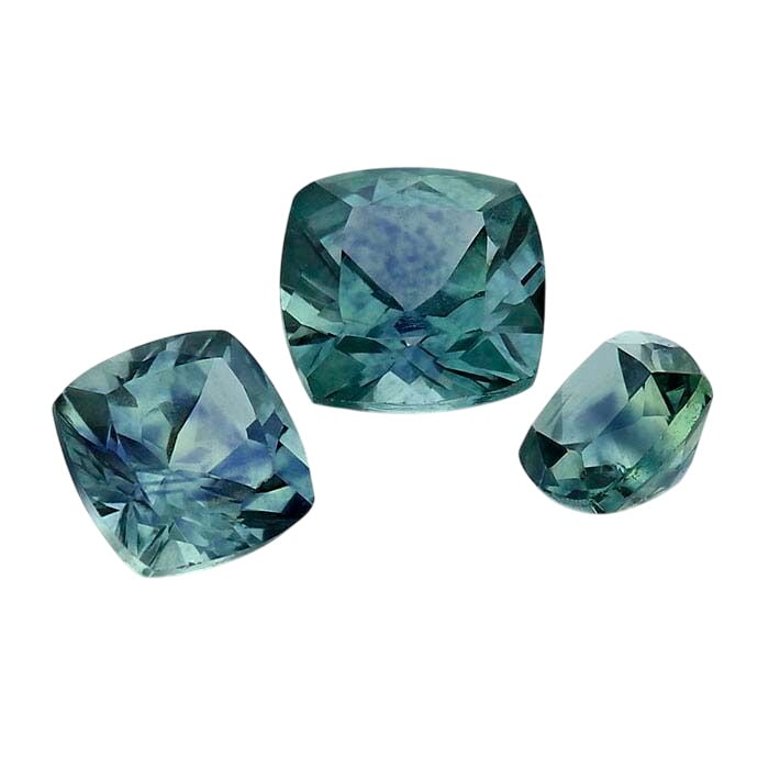 American Mined™ Teal Montana Sapphire™ Cushion Faceted Gemstone