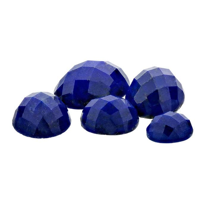 Lapis Lazuli 6mm Round High-Dome Faceted Cabochon, AA-Grade