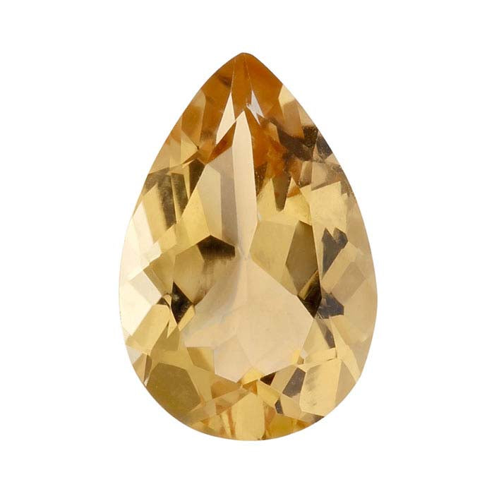 Yellow Citrine Pear Faceted Gemstone