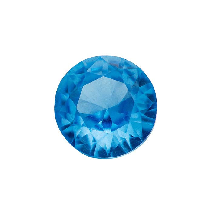 Simulated Blue Zircon Round Faceted Gemstone
