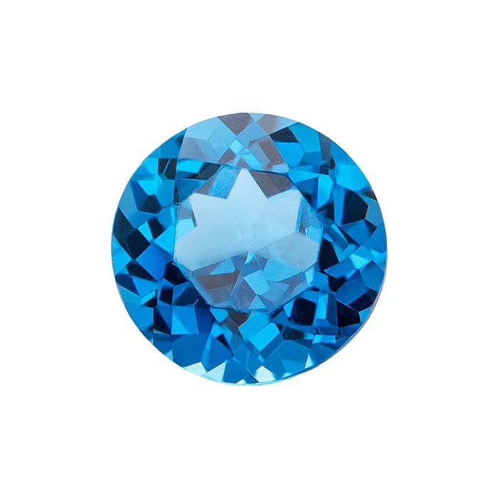 Simulated Blue Zircon Round Faceted Gemstone
