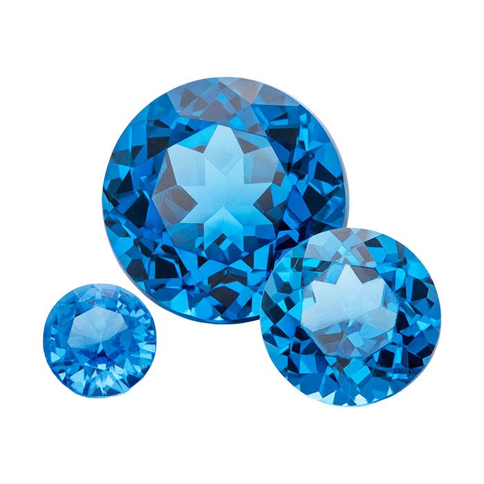 Simulated Blue Zircon Round Faceted Gemstone