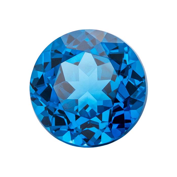 Simulated Blue Zircon Round Faceted Gemstone