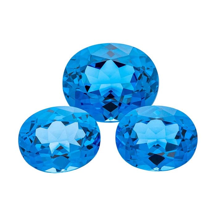 Simulated Blue Zircon Oval Faceted Gemstone