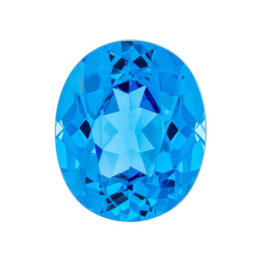 Simulated Blue Zircon Oval Faceted Gemstone