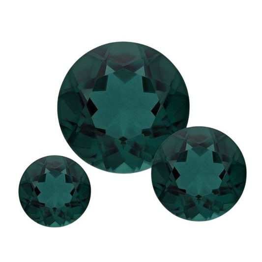 Simulated Emerald Round Faceted Gemstone