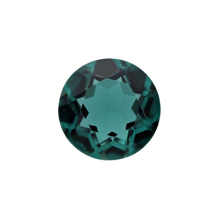 Simulated Emerald Round Faceted Gemstone