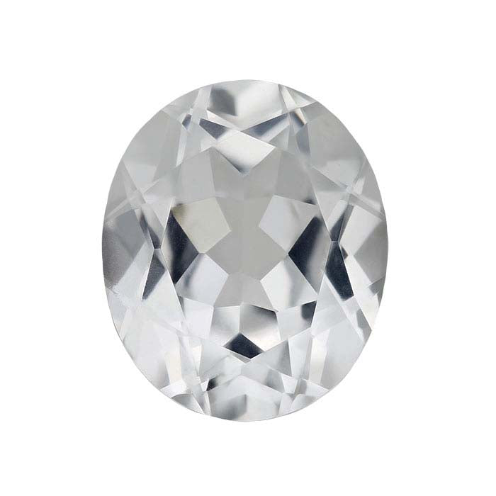 Lab-Grown White Sapphire Oval Faceted Gemstone