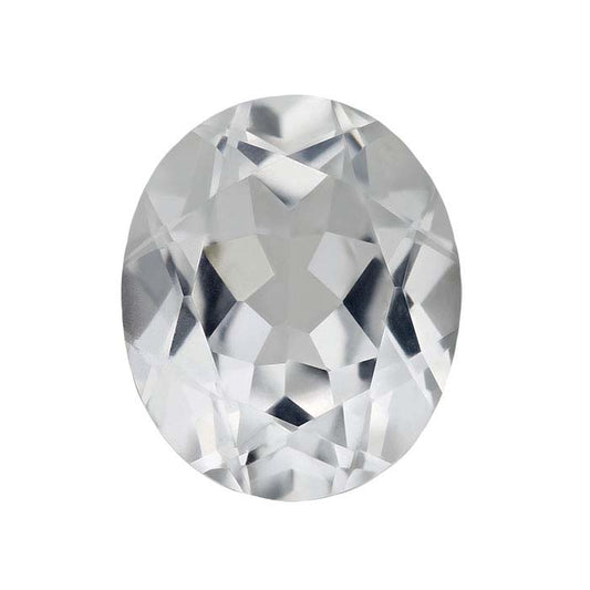 Lab-Grown White Sapphire Oval Faceted Gemstone