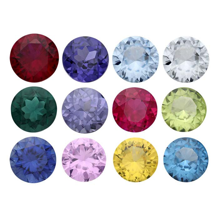 Simulated and Lab-Grown Birthstone Set Round Faceted Gemstones