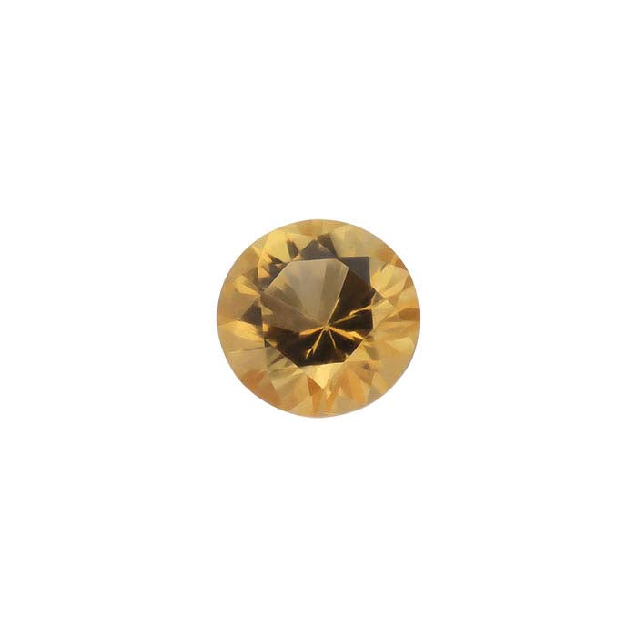 Citrine Round Precision-Cut Faceted Gemstones, AAA-Grade