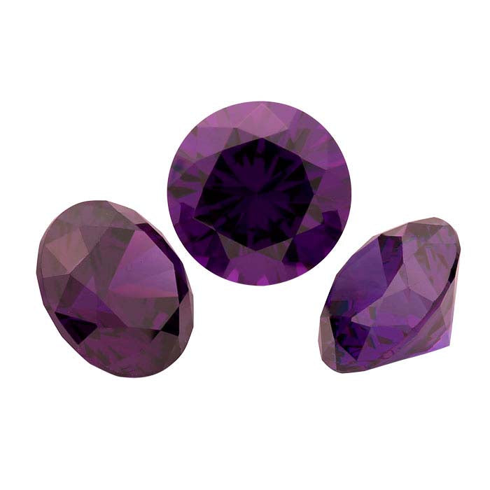 Purple CZ Round Faceted Gemstone