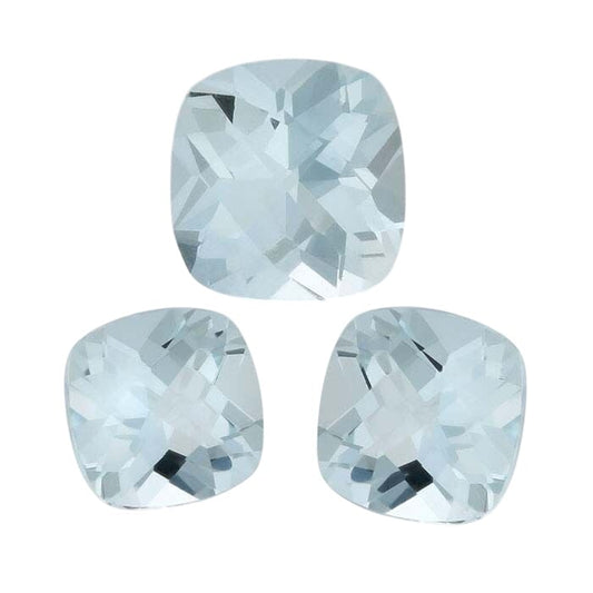 Aquamarine Cushion Faceted Gemstone, A-Grade