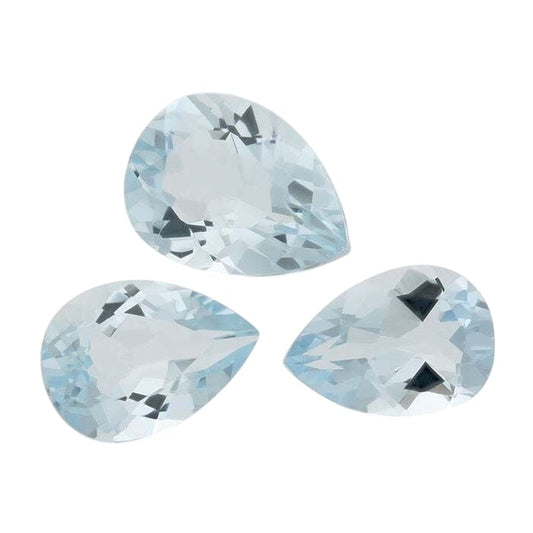 Aquamarine 10 x Pear Faceted Gemstone, A-Grade