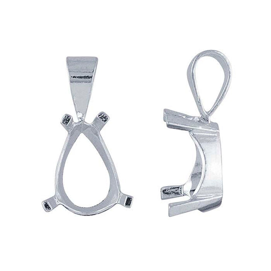 Sterling Silver 18 x 13mm Pear Designer Pendant Mounting