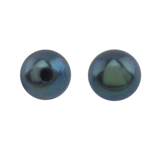 Freshwater Cultured Half-Drilled 5.5mm Round Pearl, Black, A-Grade