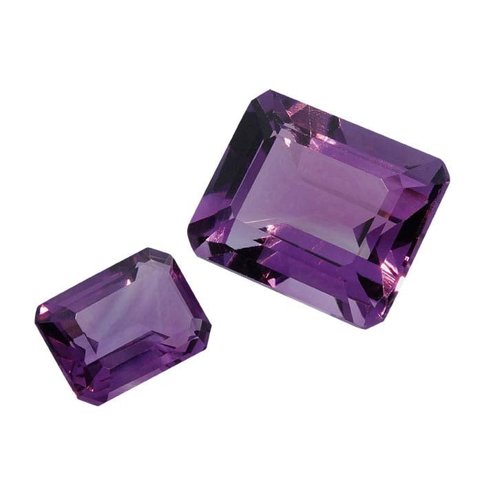 Royal Amethyst Emerald-Cut Faceted Gemstones, AAA-Grade
