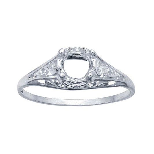 Sterling Silver Filigree Round Ring Mounting