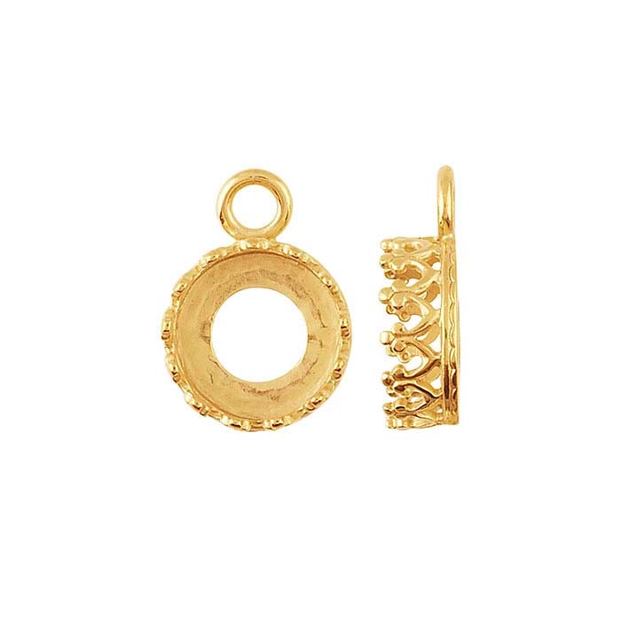 Bronze Yellow Gold-Plated Round Gallery Wire Cabochon Component Mounting